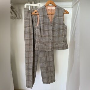 Vintage Pendleton Plaid Wool Women's Waistcoat & Pants Set Size 12